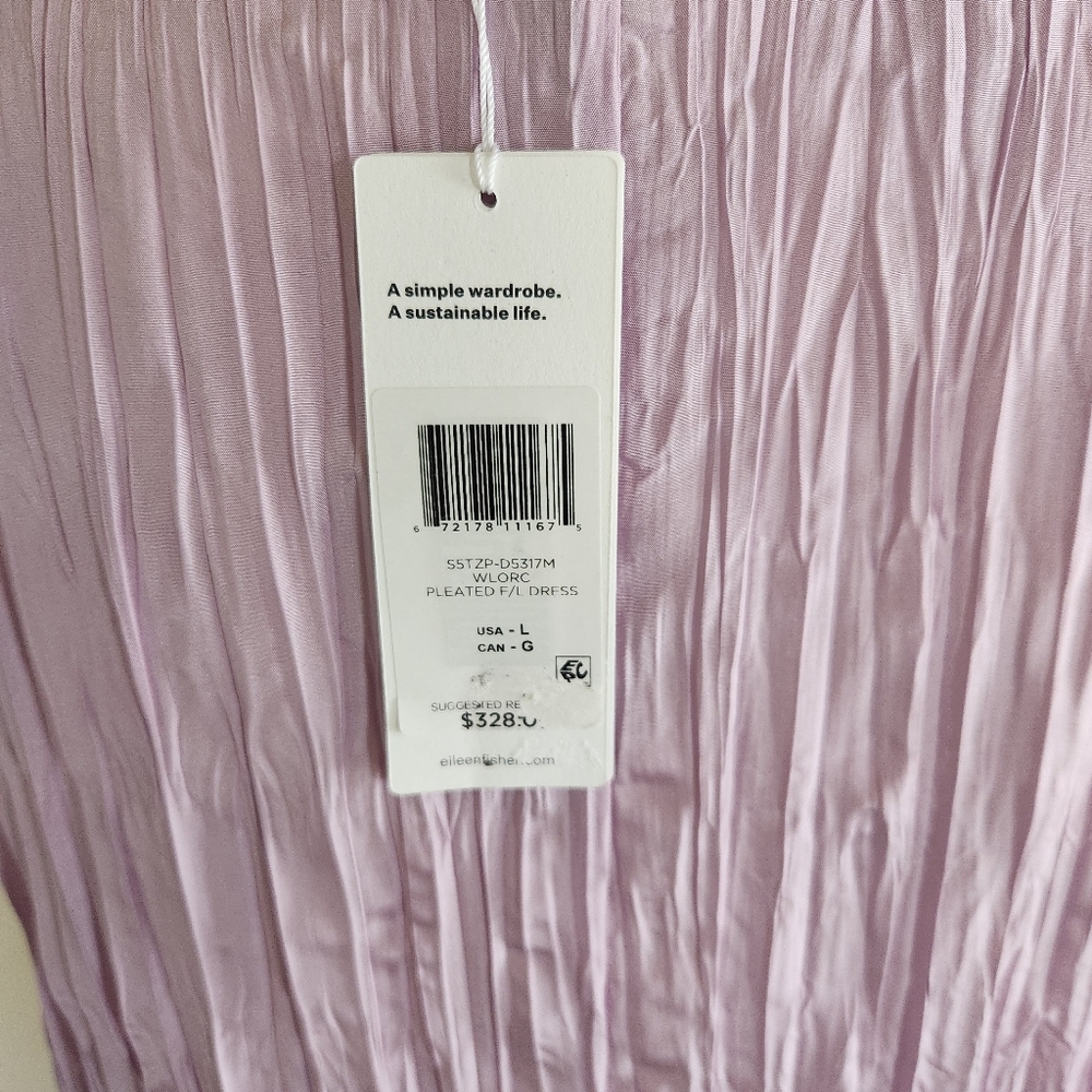 Eileen Fisher Crushed Silk Midi Dress Size Large NWT $328 Minimalist Quiet Lux - Picture 4 of 9